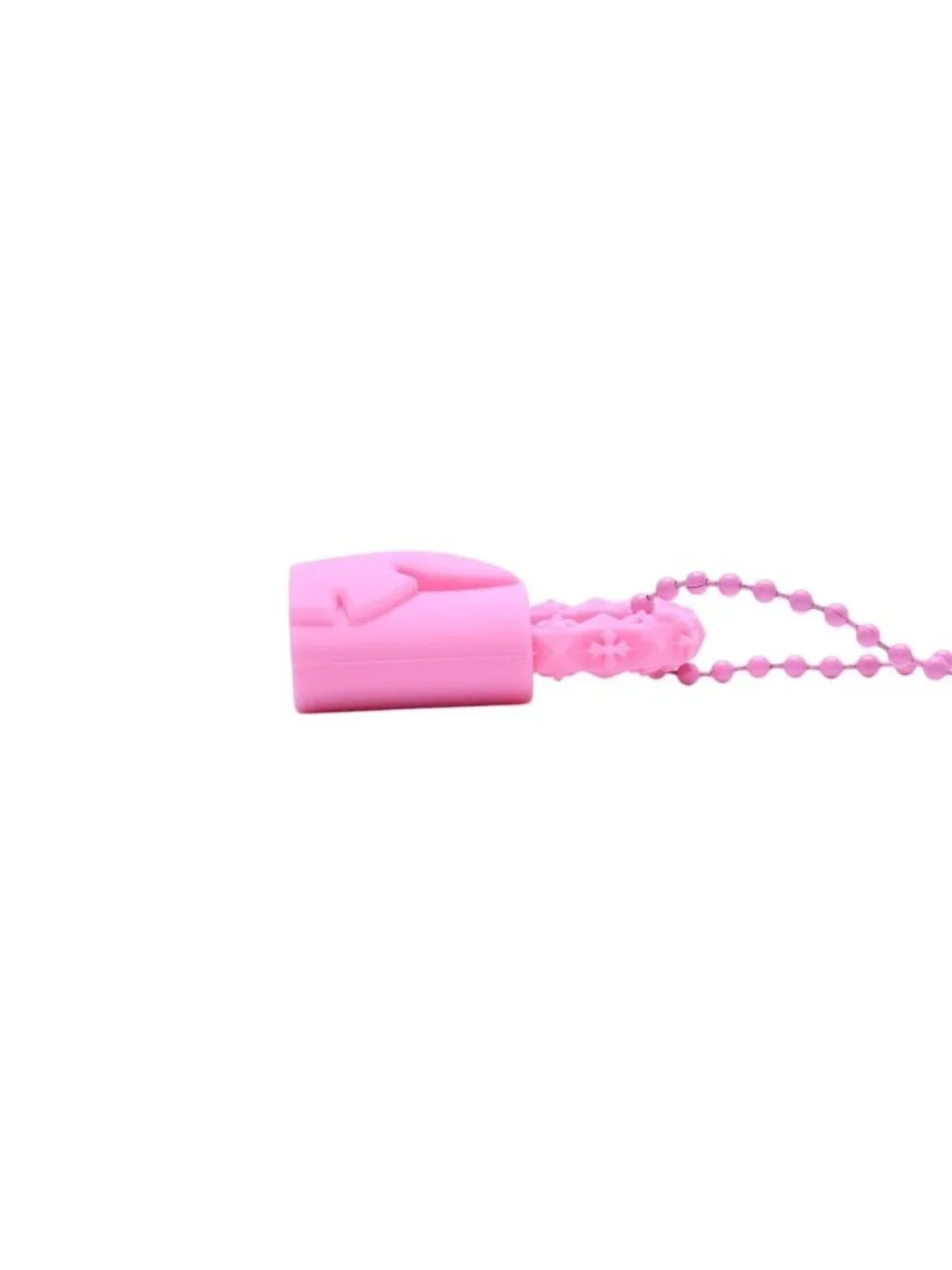 Chrome Hearts Padlock Flerknee Silicone Rubber Necklace Pink Ball Chain